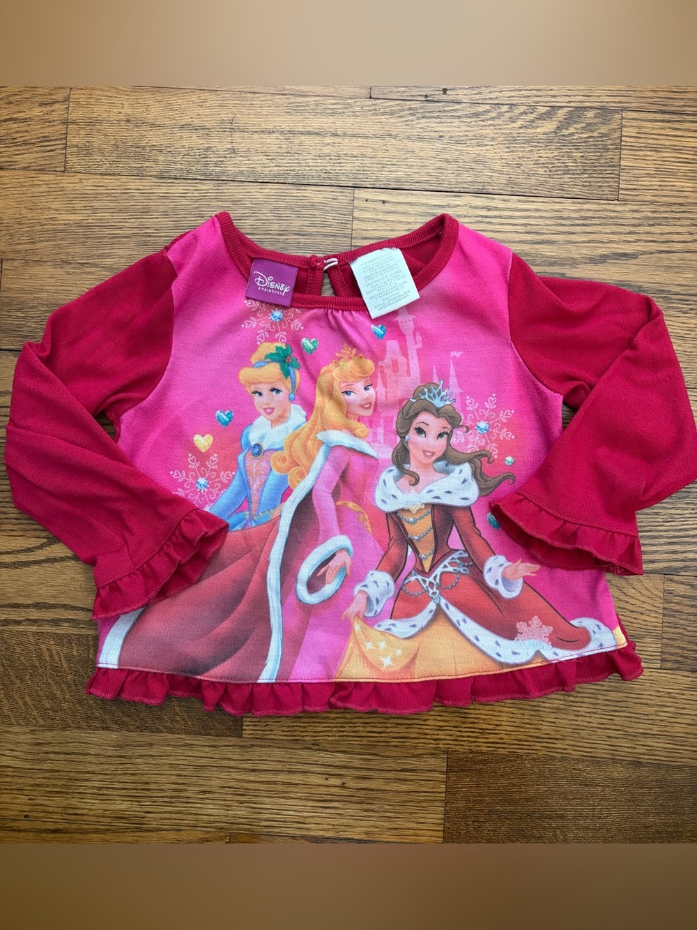 Disney Princess Christmas Holiday Winter Ruffle Pajama Top 24 Month